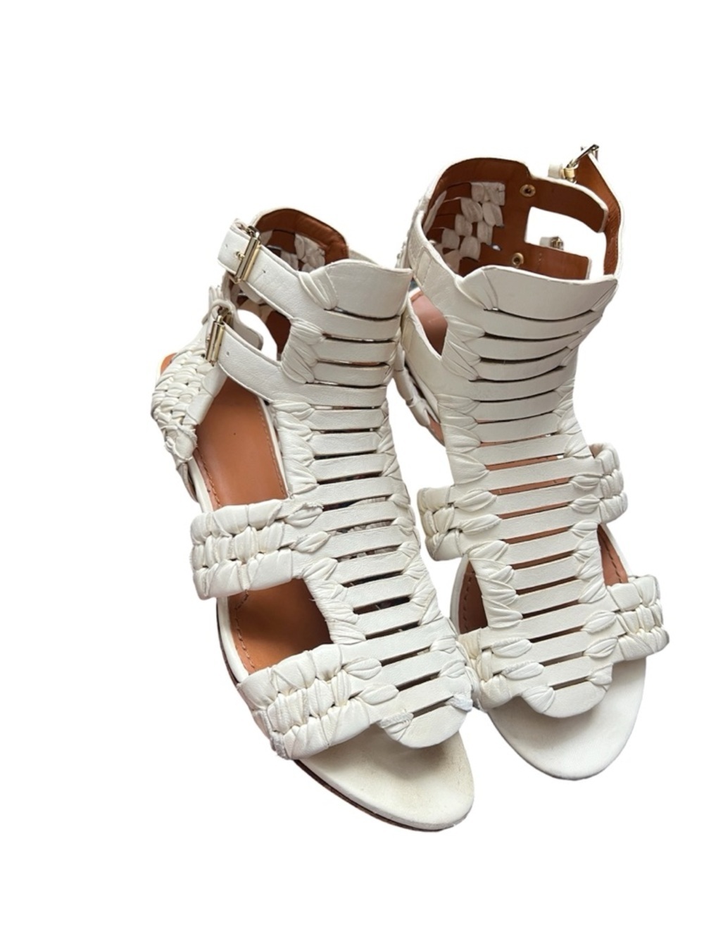 Givenchy White Braided Gladiator Sandals, size 36.5